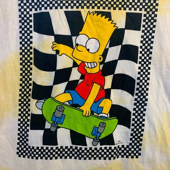 Bart Simpson- Skateboarding Yellow Tye Dye Tee Tshirt Sz:M The Simpson- unisex - Picture 8 of 12